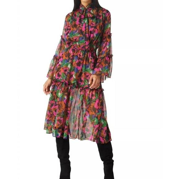 MISA Los Angeles
 Virginie Floral Ruffle Midi-Dress main image 0